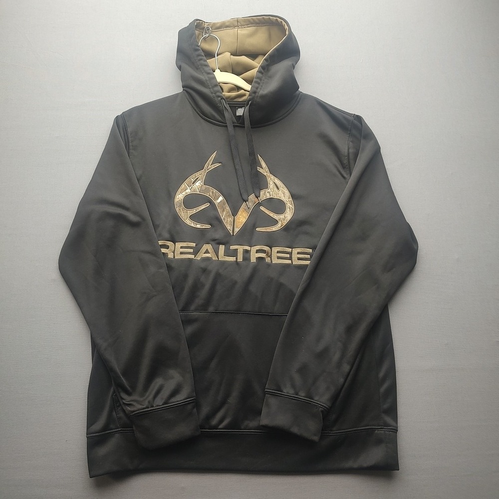 Realtree Men's Black Hoodie Long Sleeve Large